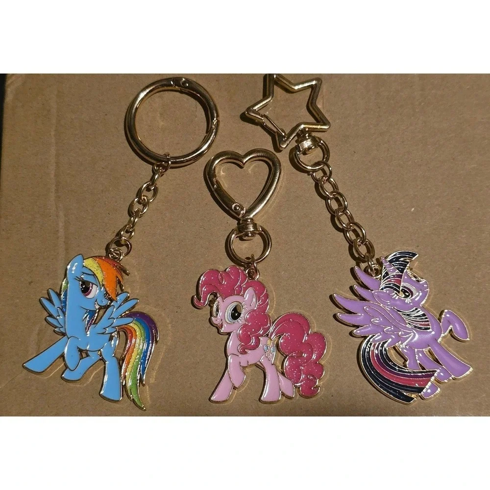Set of 3 My Little Pony Keychains Rainbow Dash Pinkie Pie Twilight Sparkle! NEW